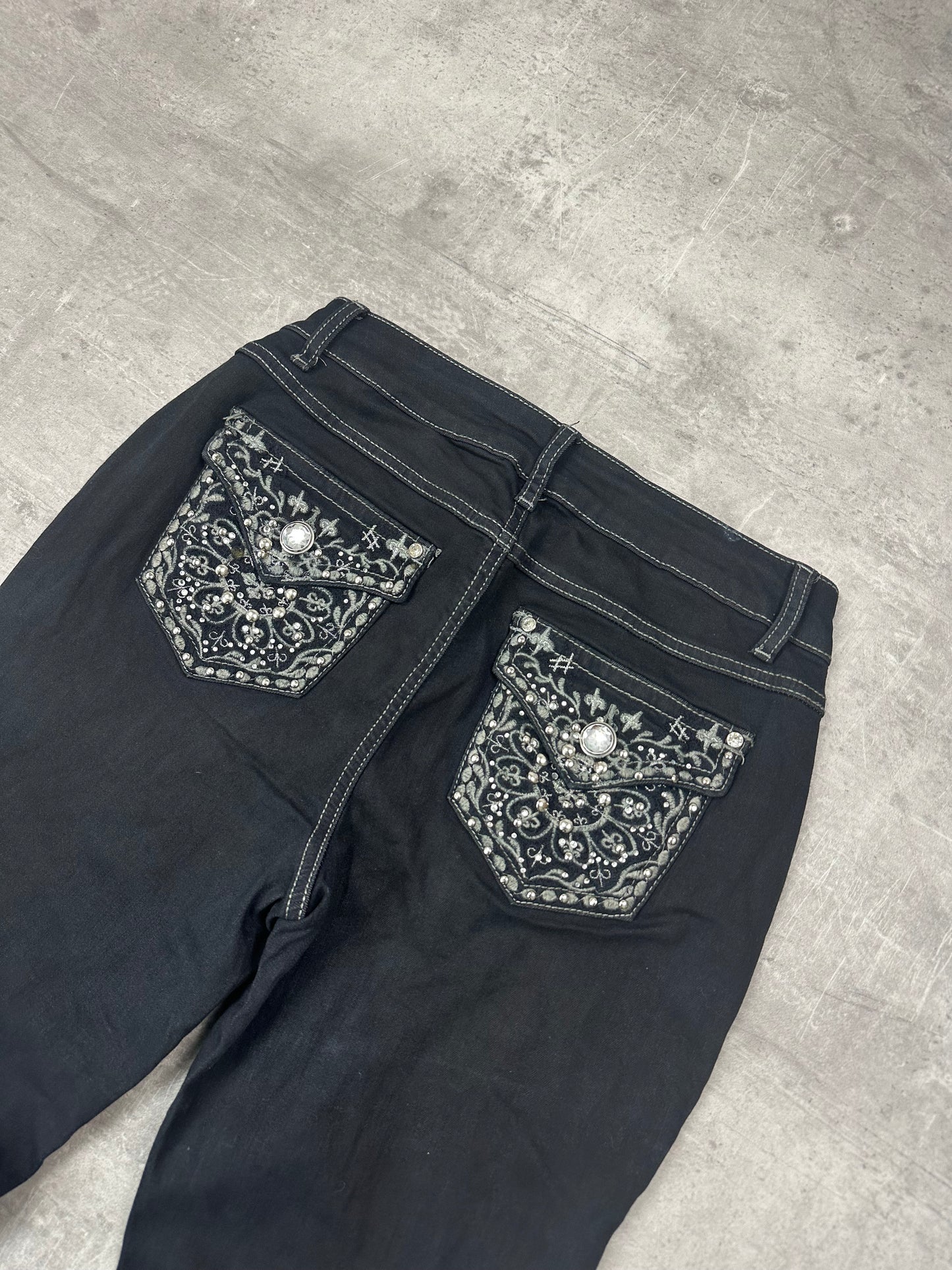 BLACK VINTAGE Y2K MISS ME STYLE BOOTCUT DENIM - 2000s - S