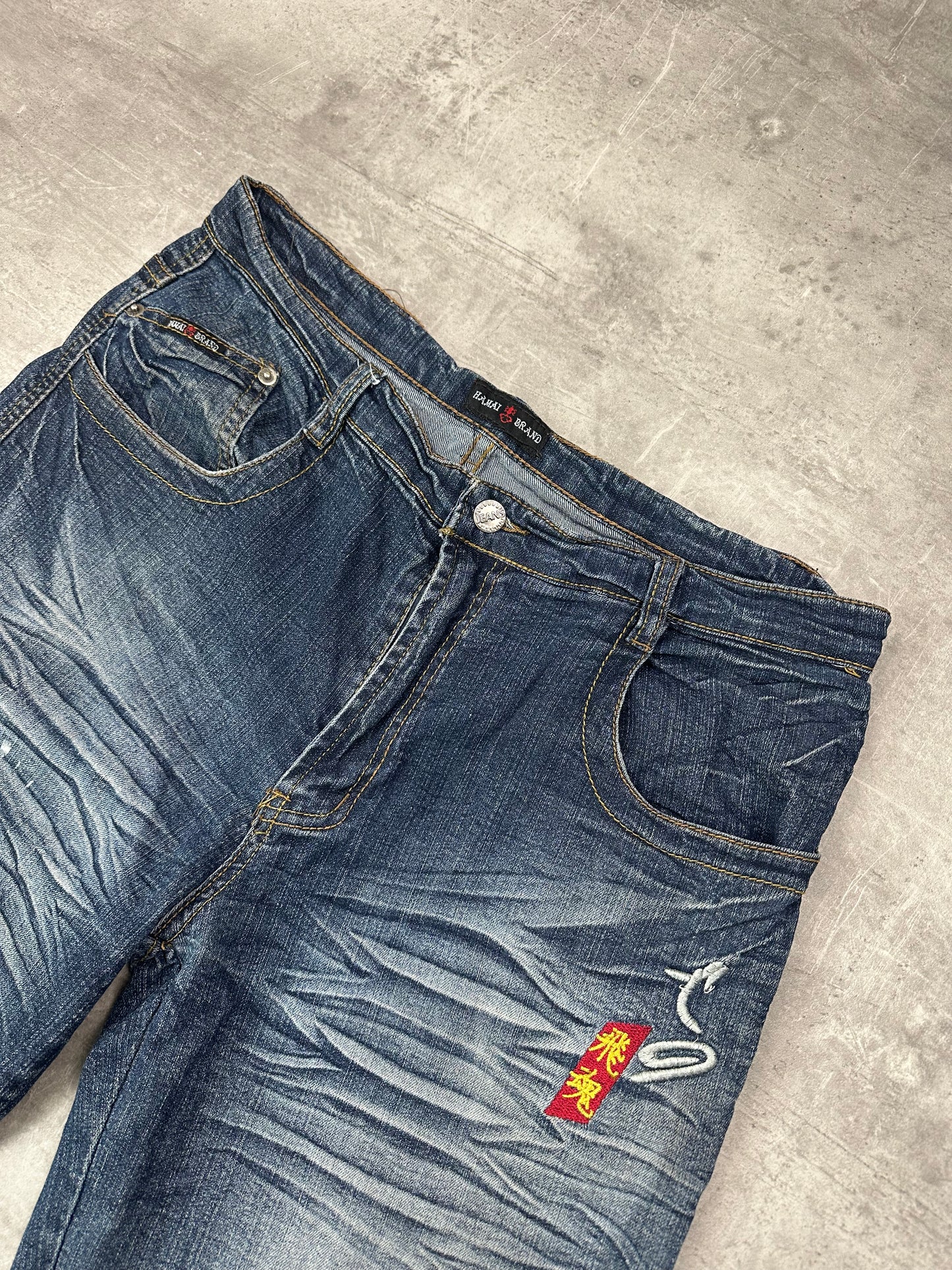 BLUE VINTAGE Y2K JAPANESE STYLE PRINT DENIM - M/L