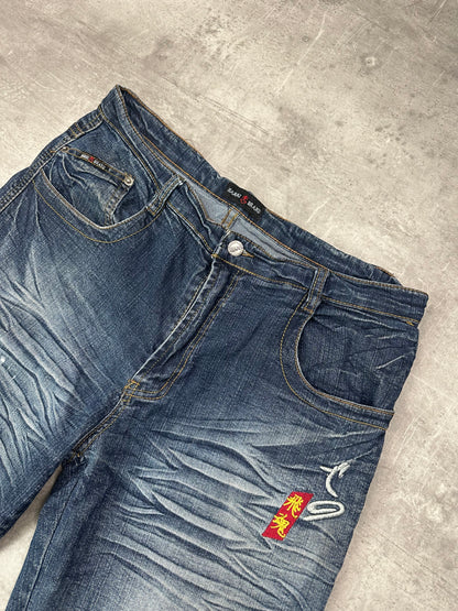 BLUE VINTAGE Y2K JAPANESE STYLE PRINT DENIM - M/L