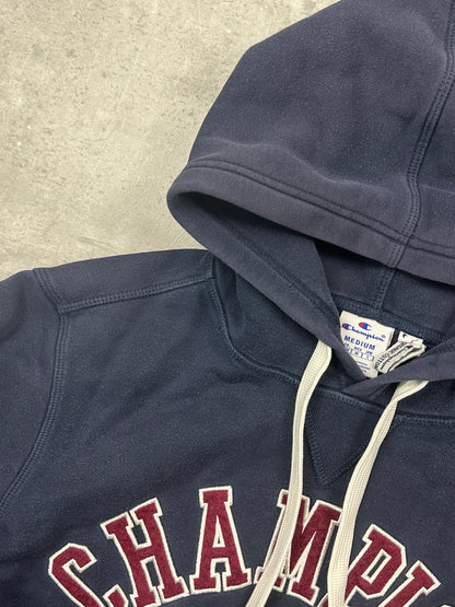 NAVY/RED VINTAGE CHAMPION HOODIE - 2000s - M
