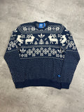 BLUE/WHITE VINTAGE ADIDAS FIREBIRD SWEATSHIRT - 2000s - M