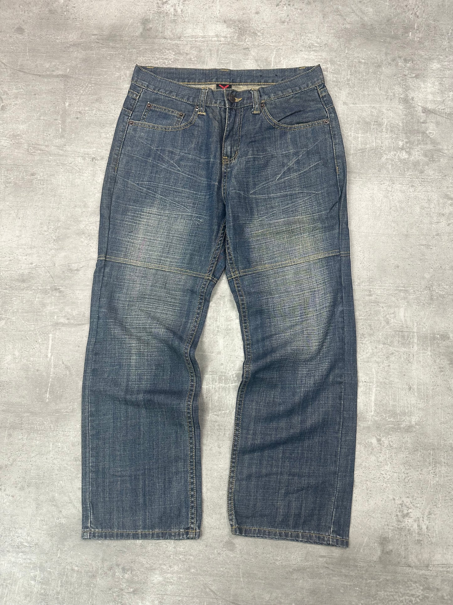 BLUE VINTAGE Y2K JAPANESE STYLE PRINT DENIM - S