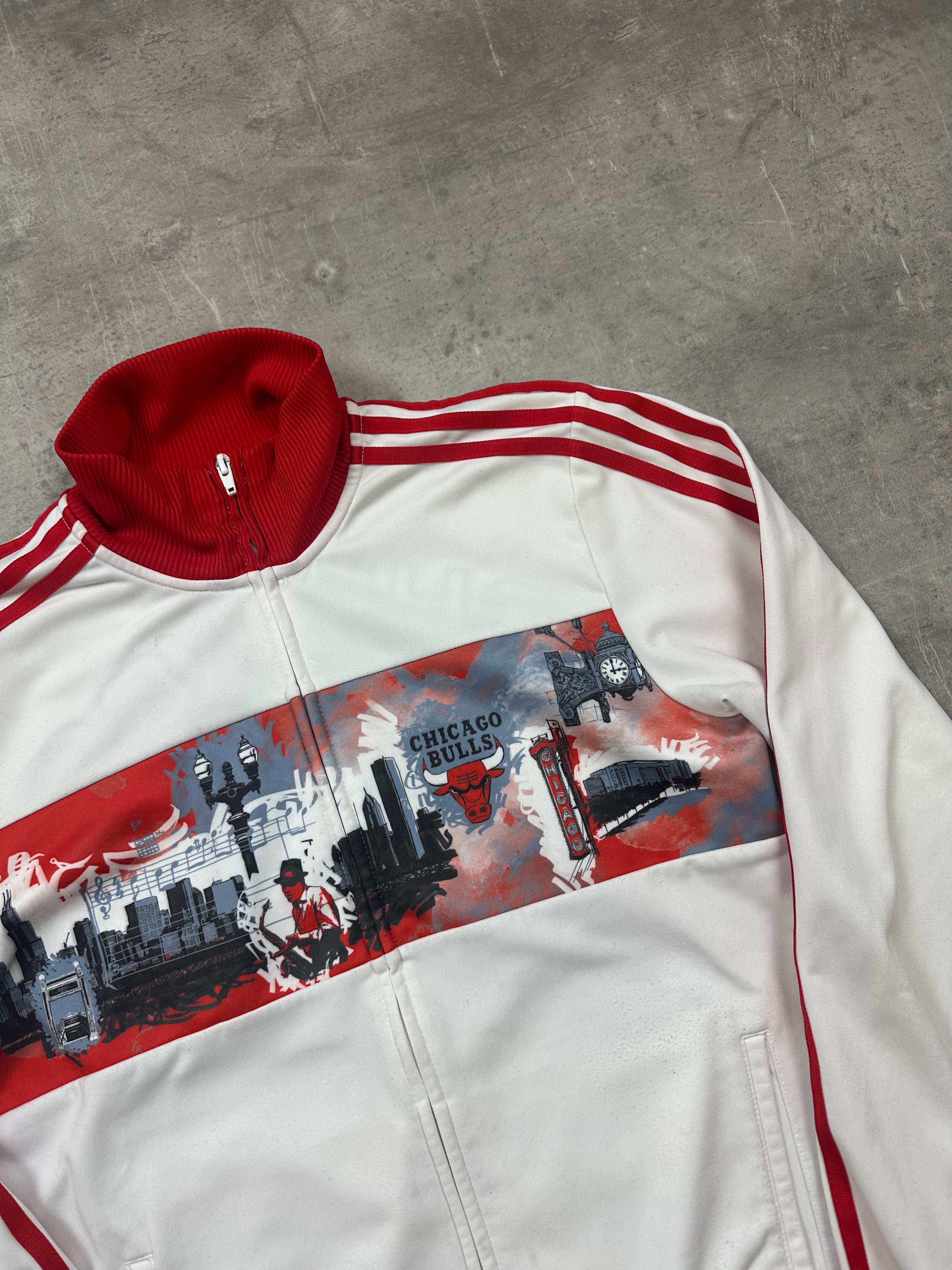 WHITE/RED VINTAGE ADIDAS FIREBIRD CHICAGO TRACK JACKET RARE - 2000s S/M