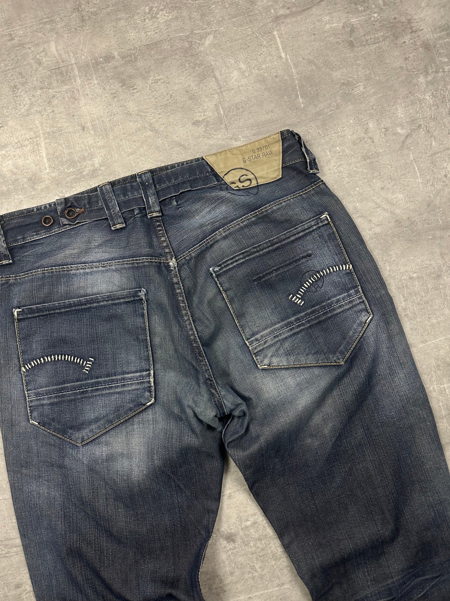 GREY/BLUE VINTAGE G-STAR BAGGY DENIM - 2000s - L/XL