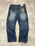 BLUE VINTAGE Y2K JAPANESE STYLE PRINT DENIM - M/L