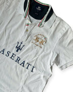 WHITE VINTAGE LA MARTINA MASERATI POLOSHIRT