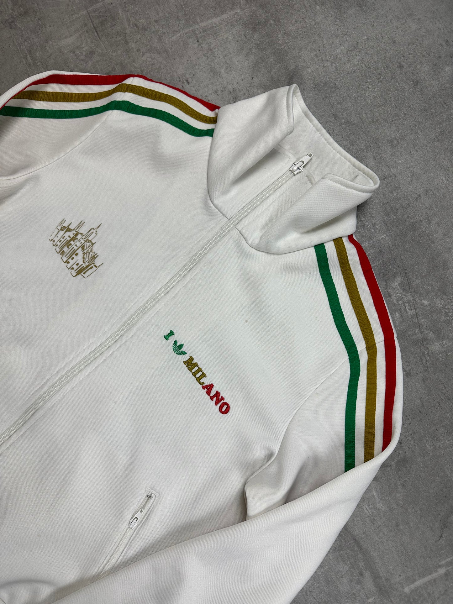 WHITE/RED VINTAGE ADIDAS MILANO TRACKJACKET RARE (W) - 2000s - S