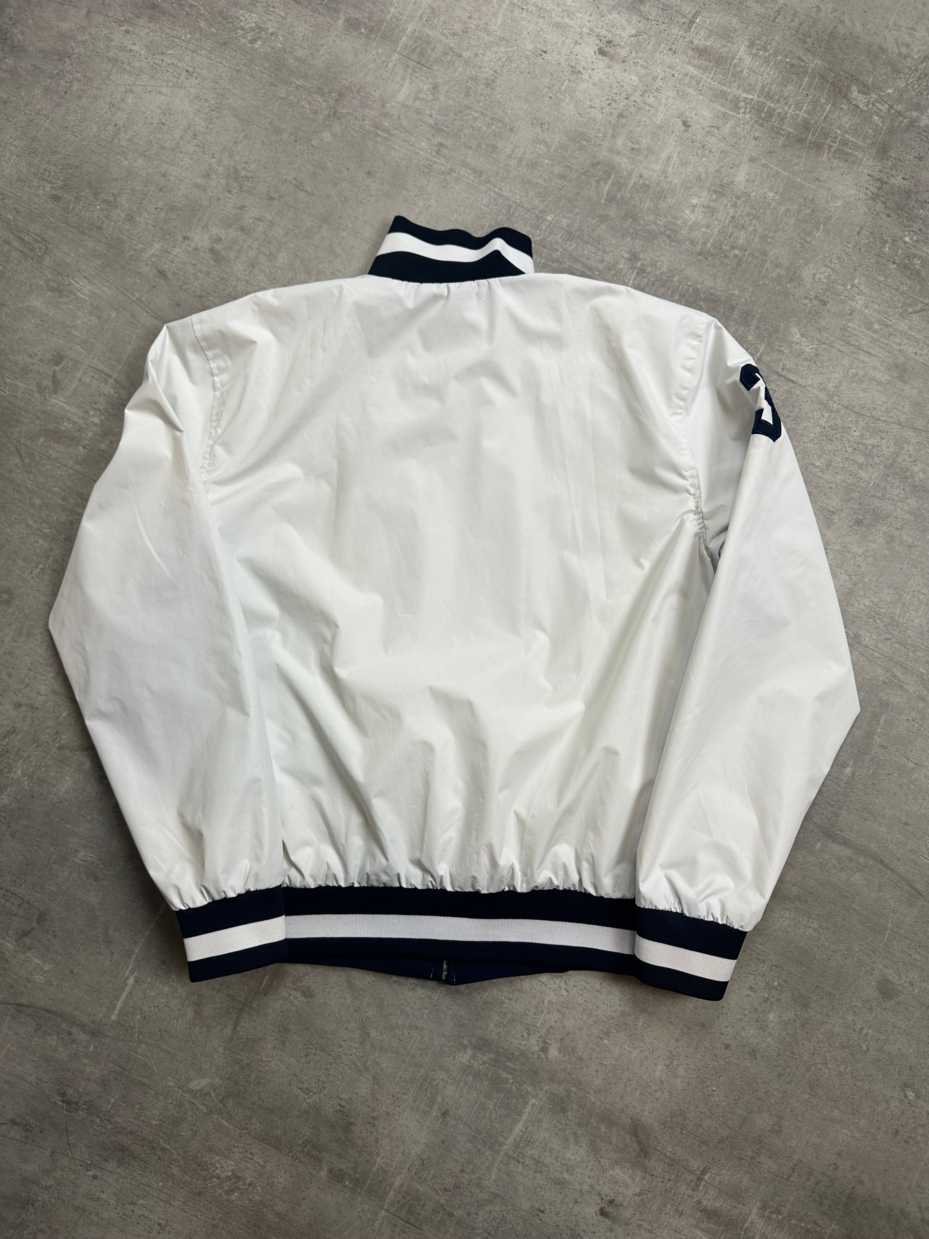 WHITE/NAVY POLO RALPH LAUREN BIG PONY BOMBER JACKET - 2000s - M/L