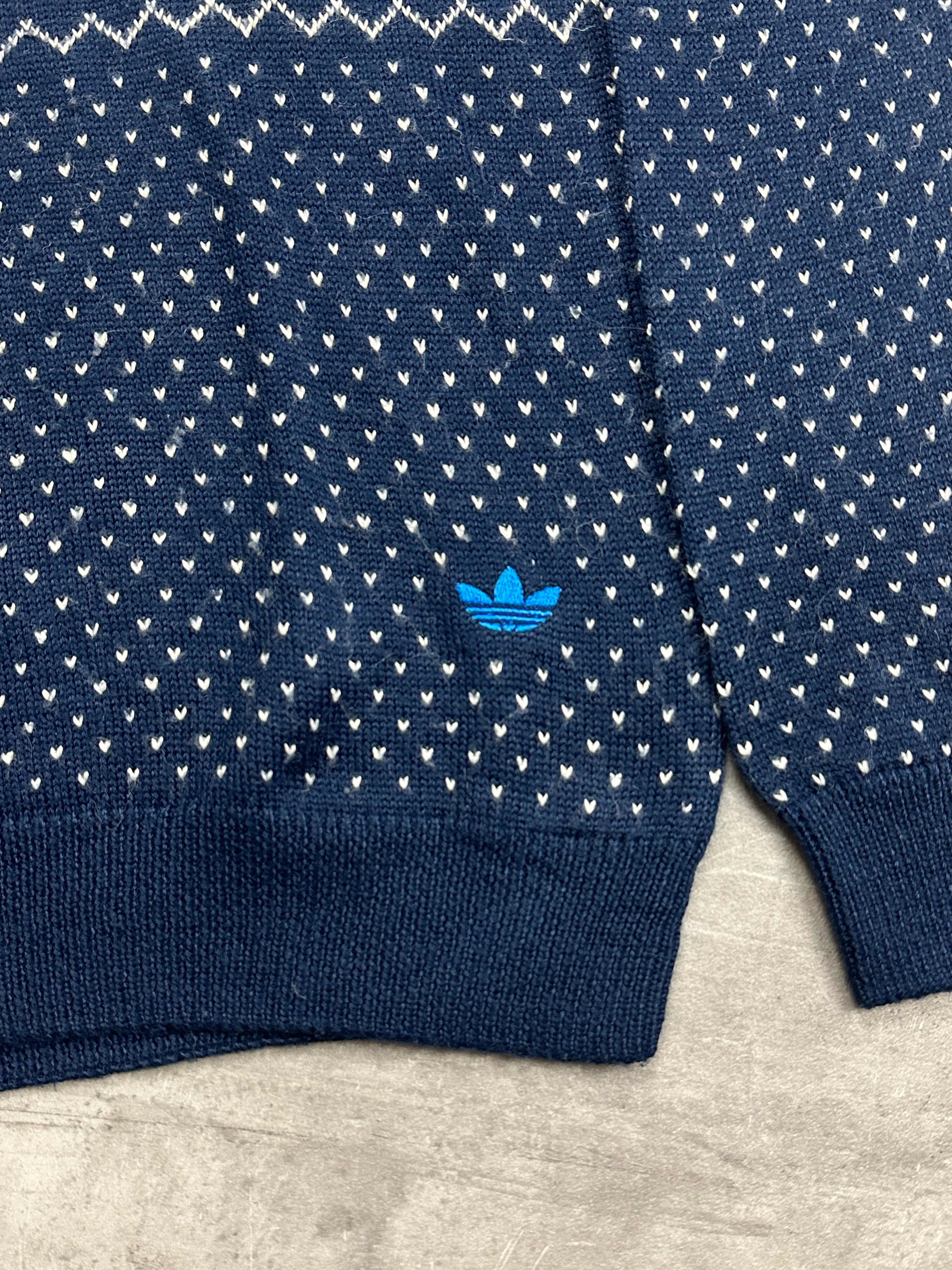 BLUE/WHITE VINTAGE ADIDAS FIREBIRD SWEATSHIRT - 2000s - M