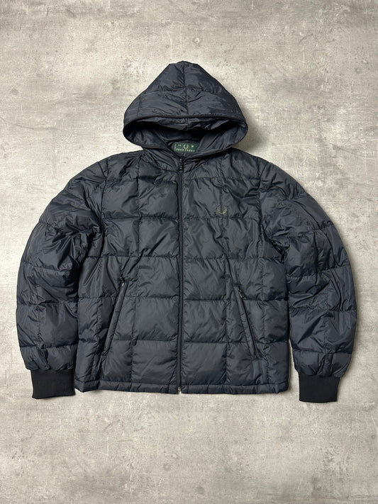 BLACK VINTAGE FRED PERRY DOWN PUFFER JACKET - 2000s - M