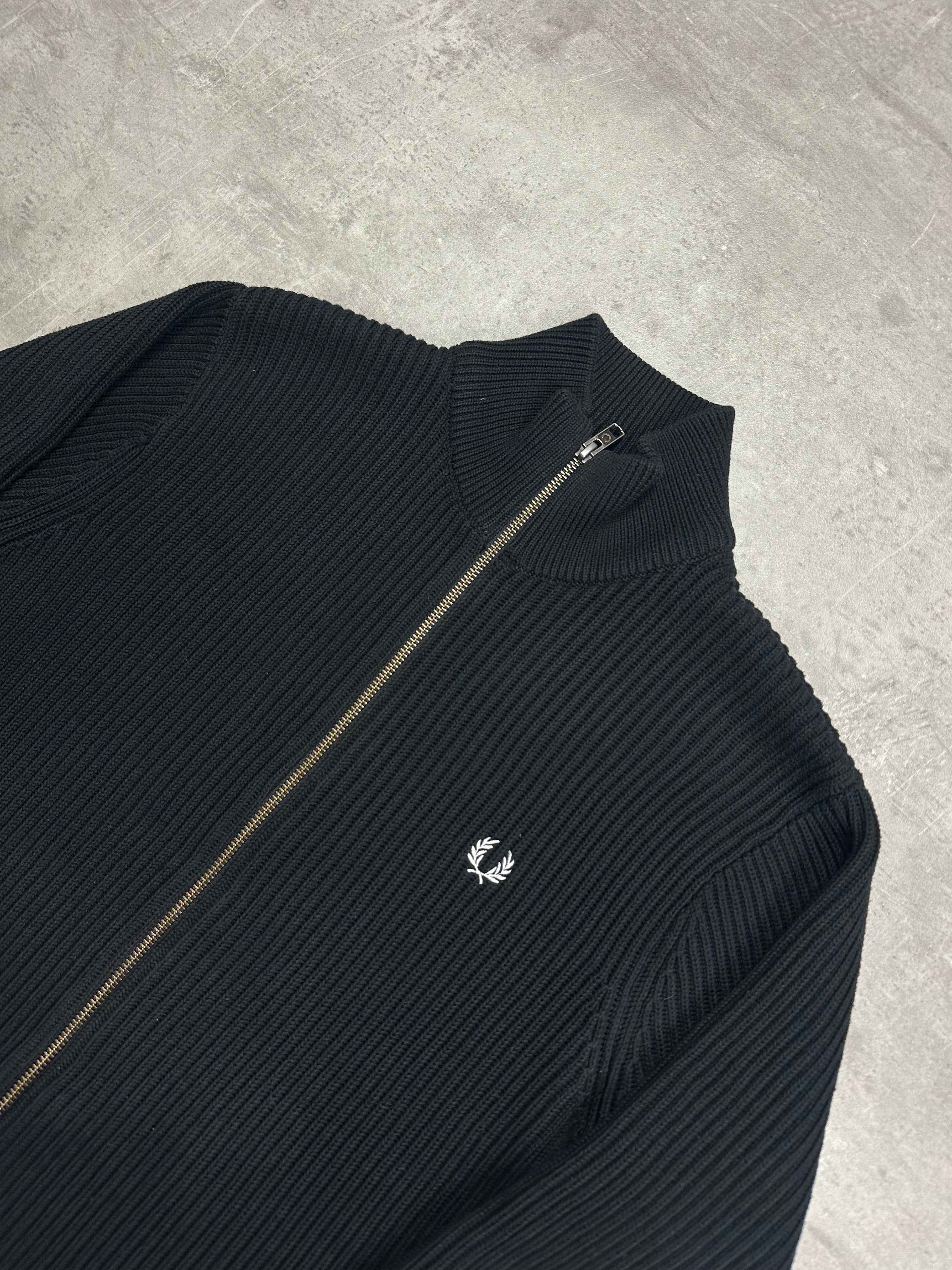 BLACK FRED PERRY ZIP SWEATSHIRT - L
