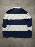 WHITE/BLUE POLO RALPH LAUREN PONY LONGSLEEVE - M