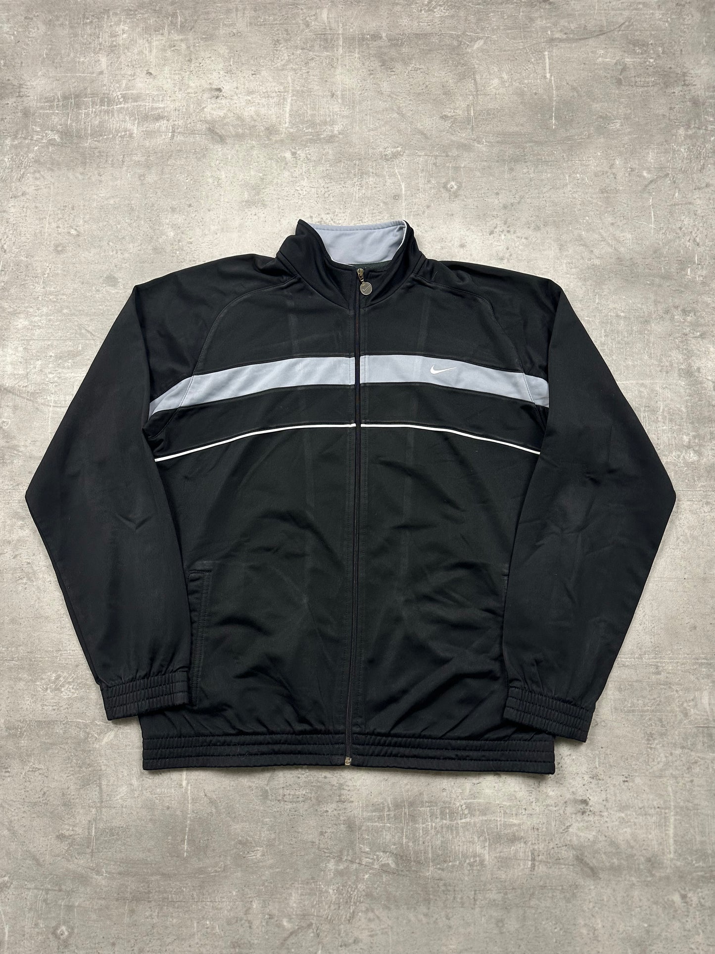 BLACK/GREY VINTAGE NIKE RETRO TRACKJACKET - 2000s - M/L