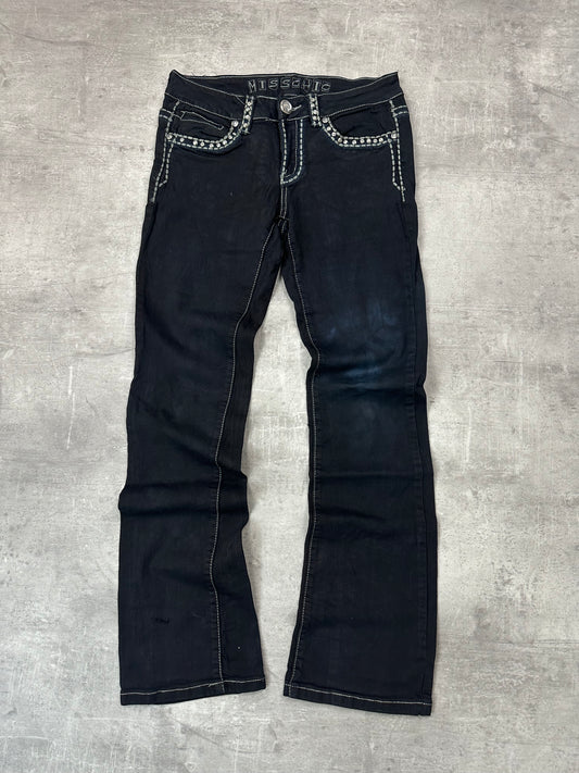 BLACK VINTAGE Y2K MISS ME STYLE BOOTCUT DENIM - 2000s - S