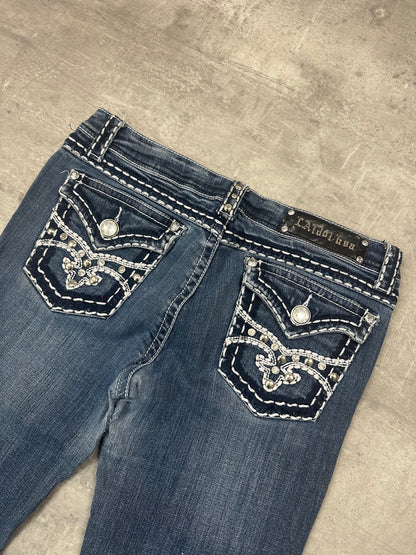 BLUE VINTAGE Y2K MISS ME STYLE BOOTCUT DENIM - 2000s - S
