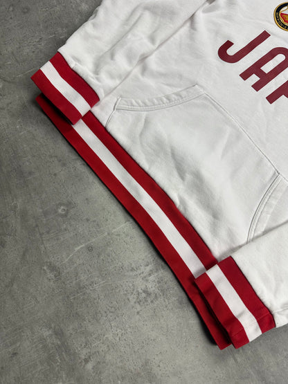 WHITE/RED VINTAGE POLO RALPH LAUREN PONY JAPAN HOODIE RARE - 2000s - L