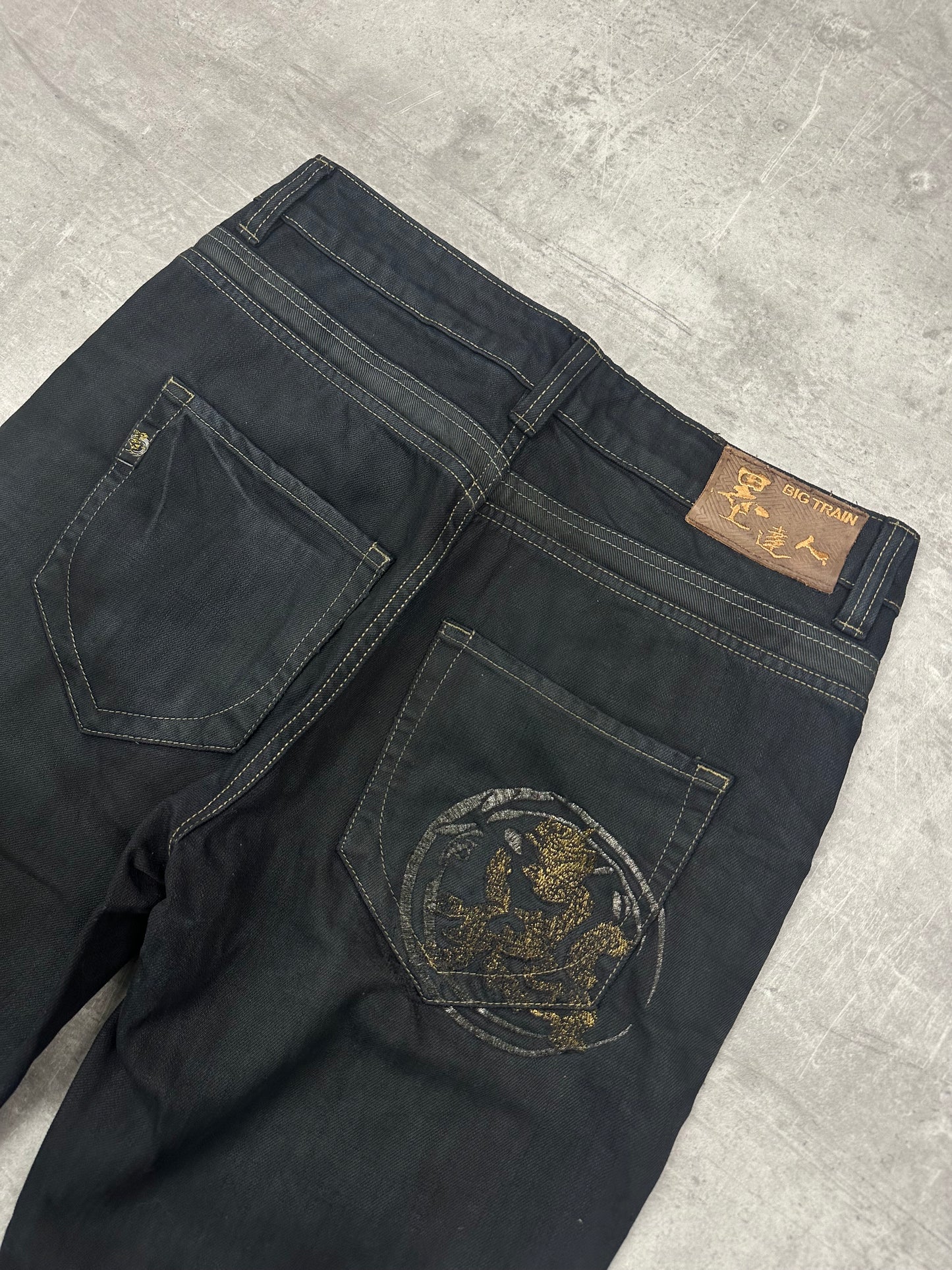 BLACK VINTAGE Y2K JAPANESE STYLE PRINT DENIM - 2000s - M