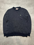 NAVY/WHITE LACOSTE KNIT SWEATER - L/XL