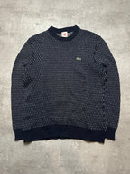 NAVY/WHITE LACOSTE KNIT SWEATER - L/XL
