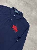 NAVY/RED POLO RALPH LAUREN PONY CLUB LONG-SLEEVE SHIRT - M/L