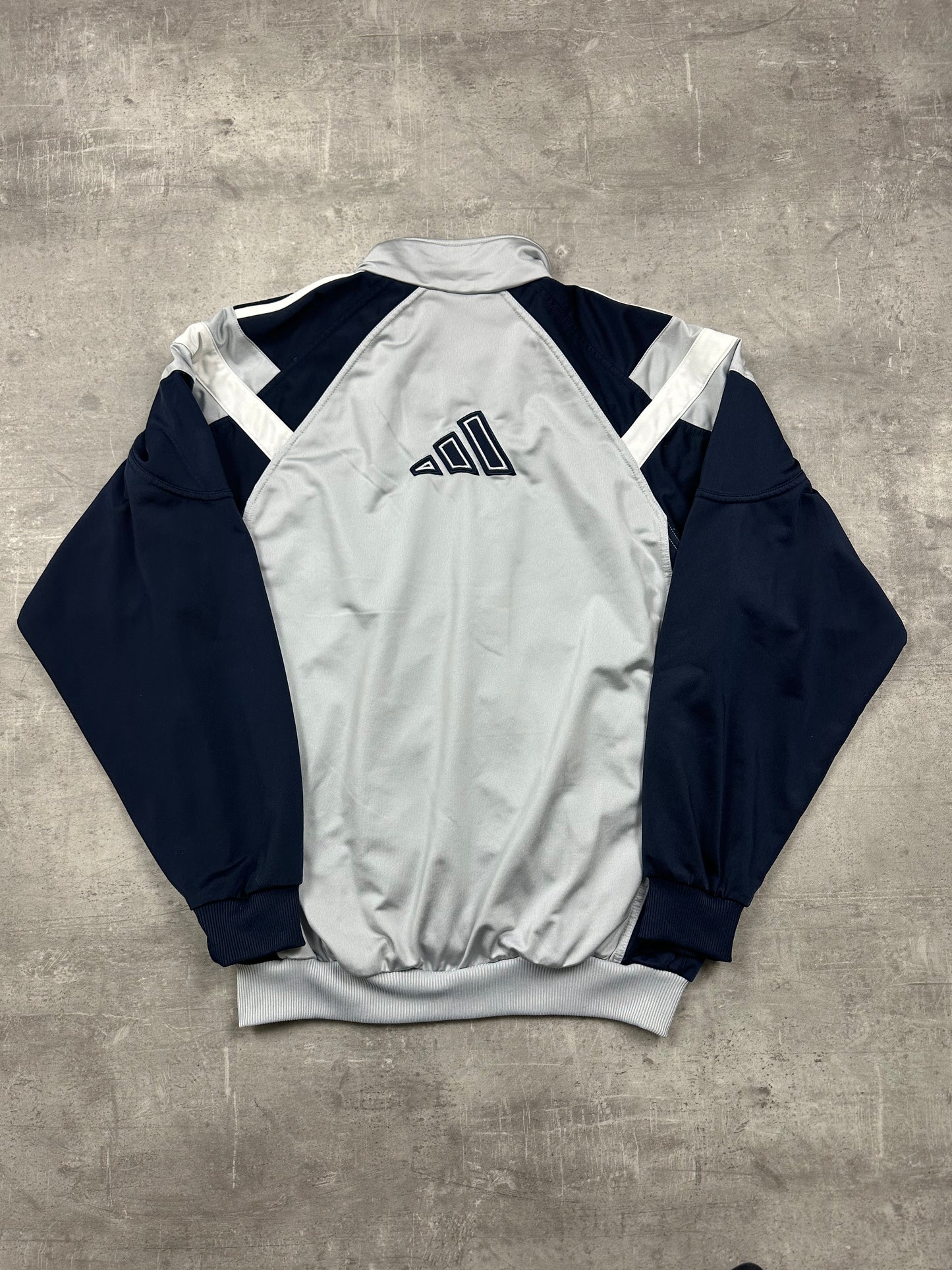 GREY/BLUE VINTAGE ADIDAS RETRO TRACKJACKET - 2000s - M/L