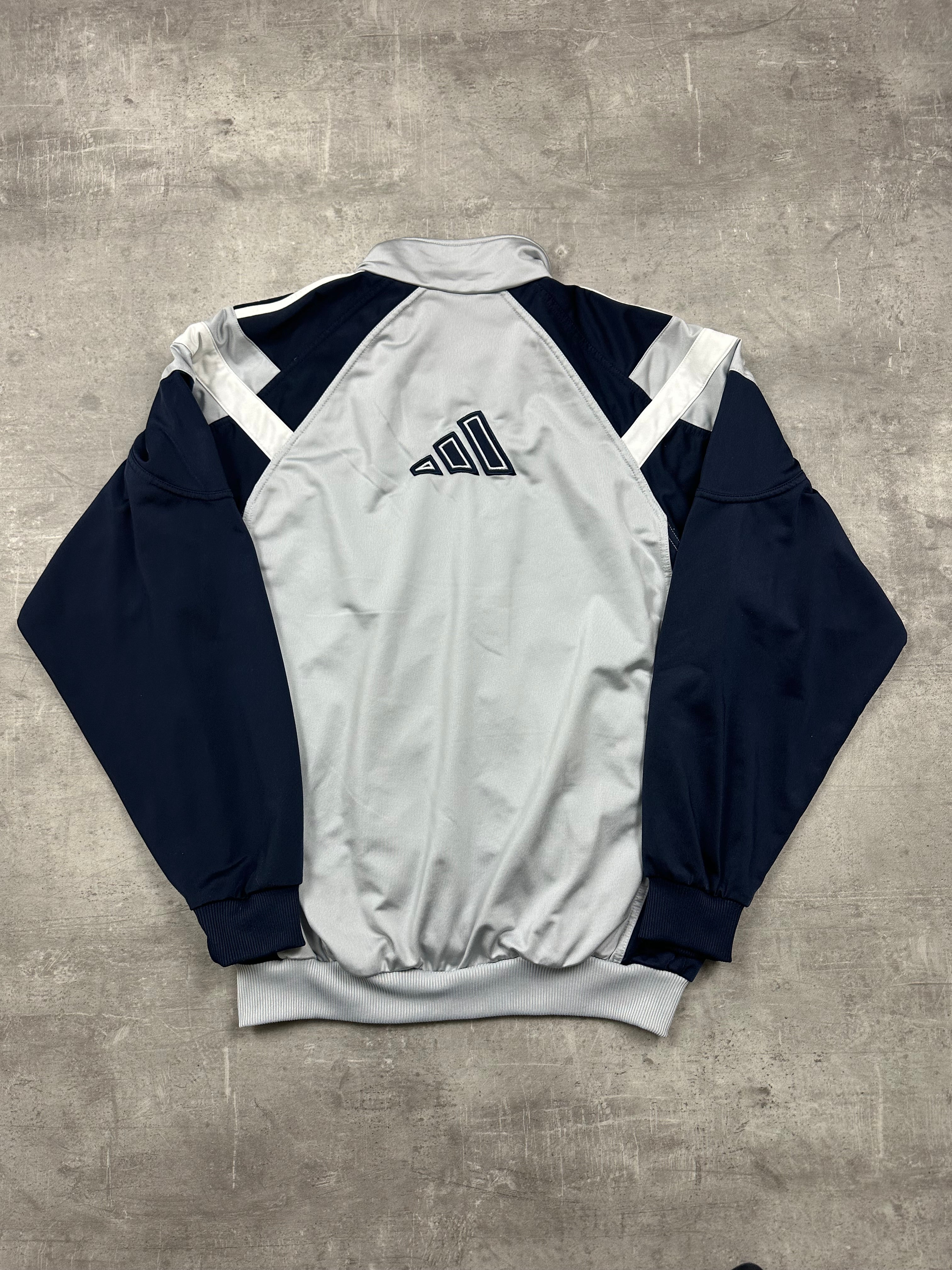 GREY/BLUE VINTAGE ADIDAS RETRO TRACK JACKET - 2000s - M/L