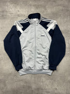 GREY/BLUE VINTAGE ADIDAS RETRO TRACK JACKET - 2000s - M/L