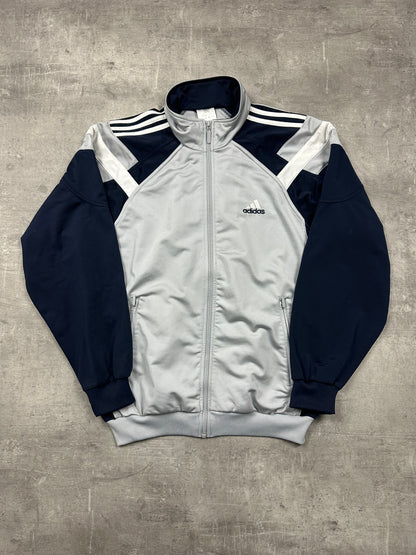 GREY/BLUE VINTAGE ADIDAS RETRO TRACKJACKET - 2000s - M/L