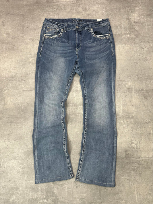 BLUE VINTAGE Y2K MISS ME STYLE BOOTCUT DENIM - 2000s - M
