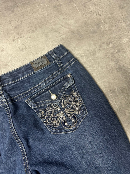 BLUE VINTAGE Y2K MISS ME STYLE BOOTCUT DENIM - 2000s - S/M