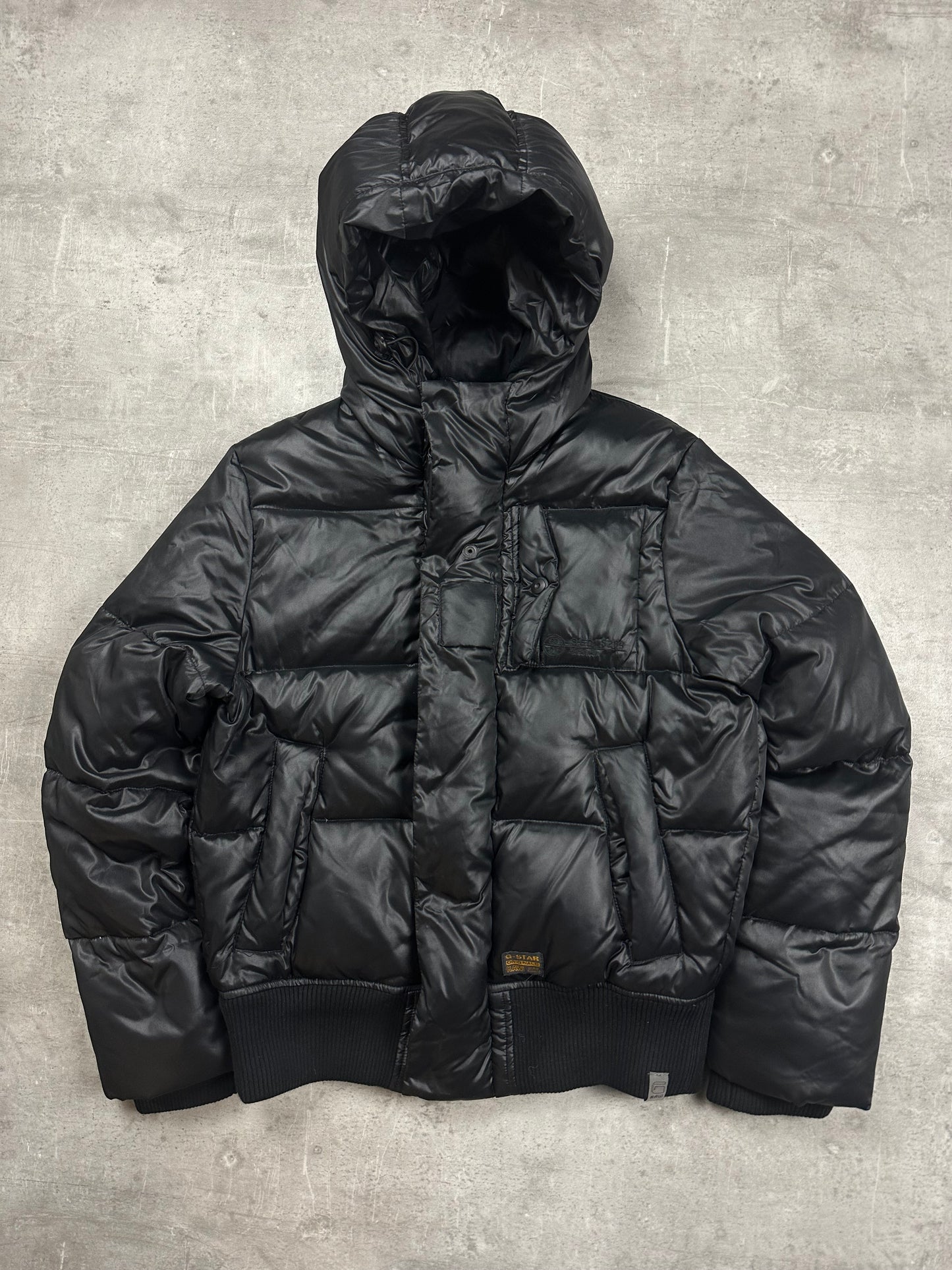 BLACK VINTAGE G-STAR RAW SHINY PUFFER JACKET - 2000s - M/L