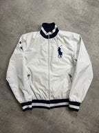 WHITE/NAVY POLO RALPH LAUREN BIG PONY BOMBER JACKET - 2000s - M/L