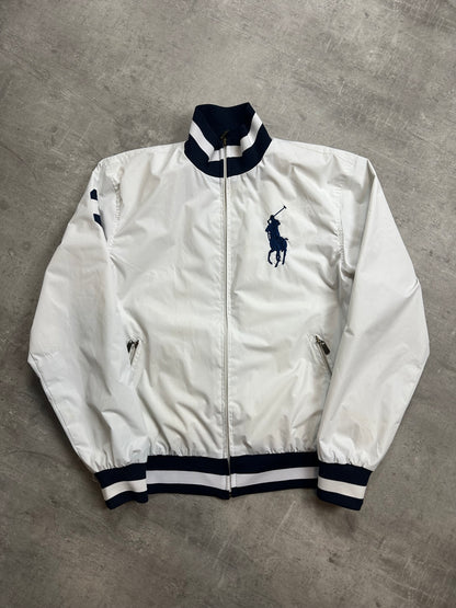 WHITE/NAVY POLO RALPH LAUREN BIG PONY BOMBER JACKET - 2000s - M/L