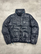 BLACK SHINY VINTAGE DIESEL DOWN PUFFER JACKET - 2000s - L