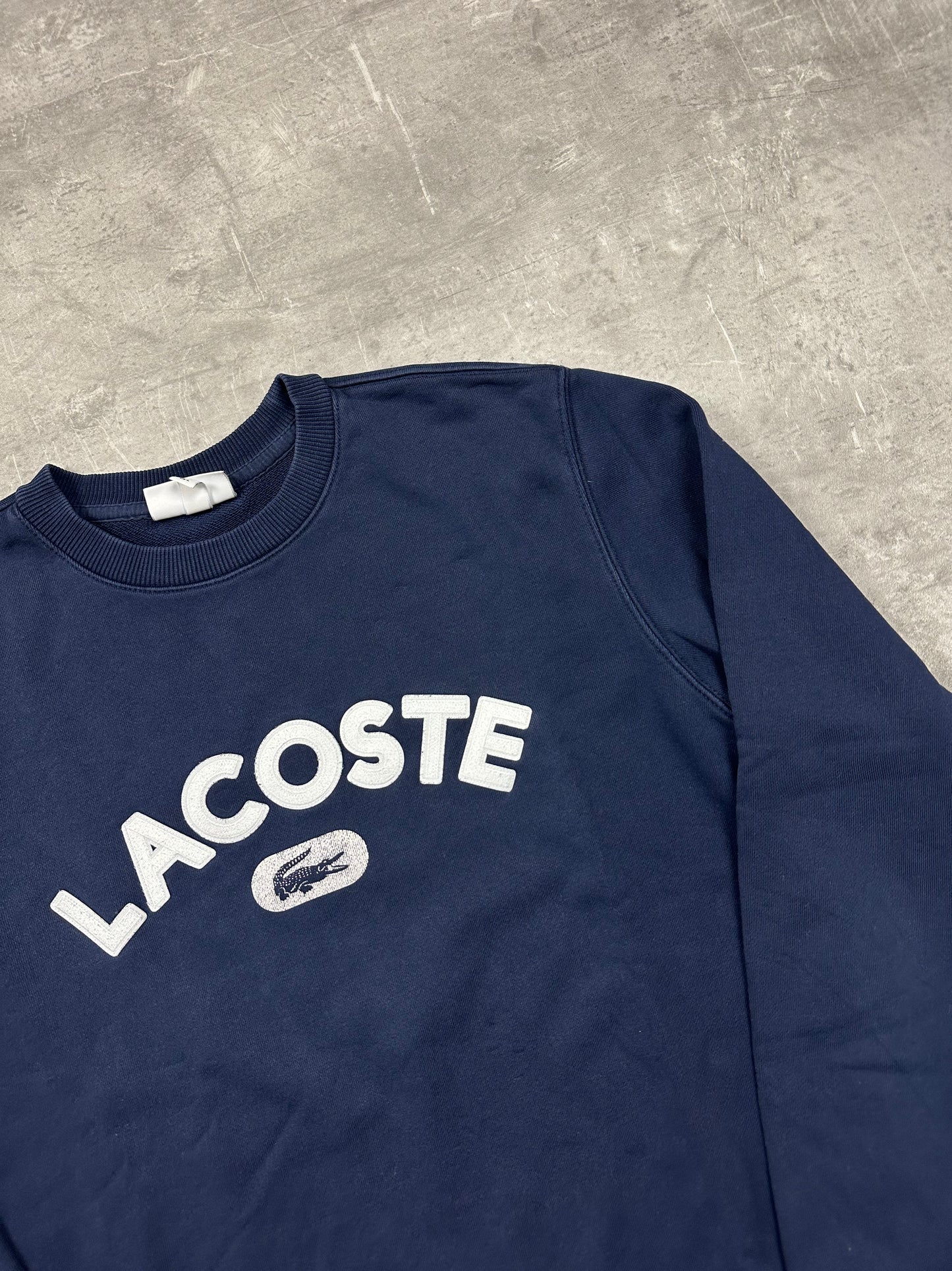 BLUE/WHITE VINTAGE LACOSTE SWEATER - 2000s - M/L