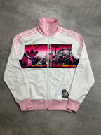 WHITE/PINK VINTAGE ADIDAS RETRO FIREBIRD BROOKLYN TRACKJACKET VERY RARE - 2000s - S