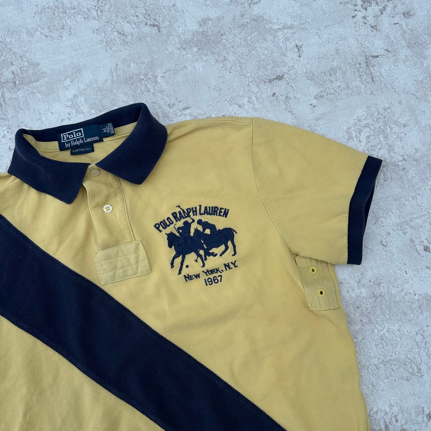 YELLOW/NAVY POLO RALPH LAUREN PONY CLUB POLOSHIRT - M