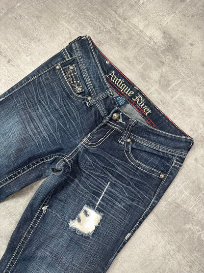 NAVY VINTAGE Y2K MISS ME STYLE BOOTCUT DENIM - 2000s - S
