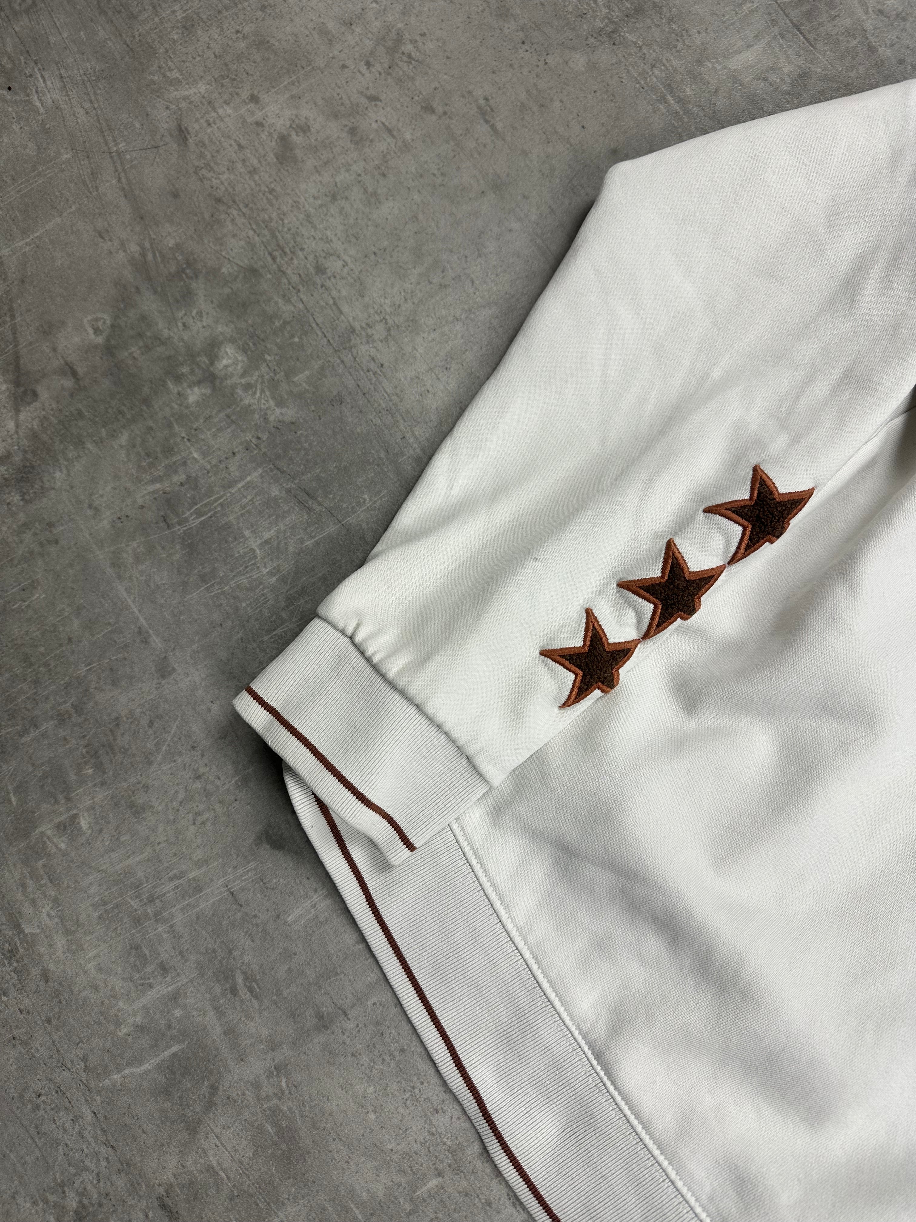 WHITE/BROWN VINTAGE NIKE CORTEZ72 ZIP SWEATSHIRT - 2000s - M/L