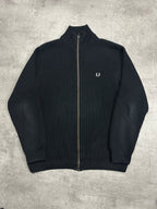 BLACK FRED PERRY ZIP SWEATSHIRT - L