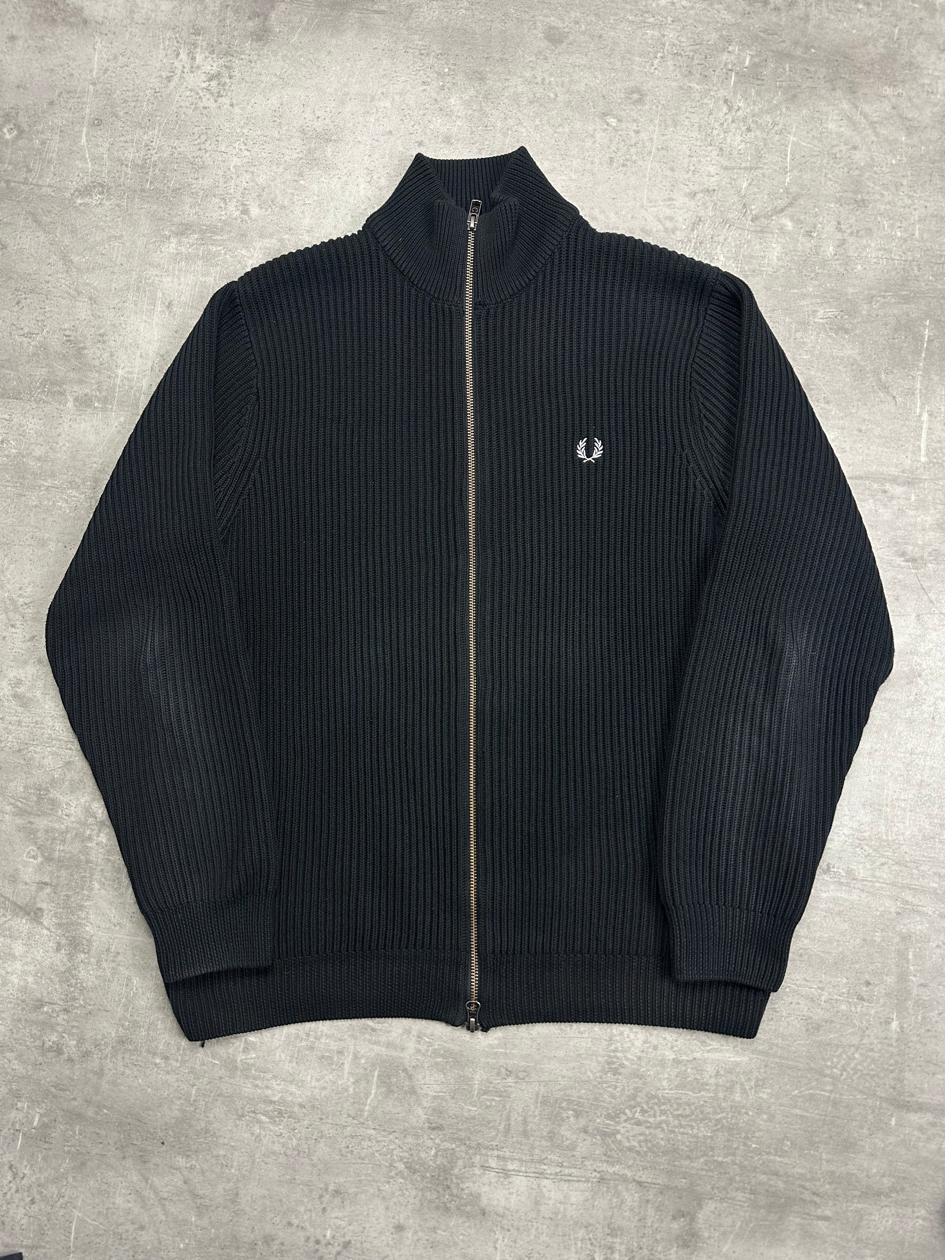 BLACK FRED PERRY ZIP SWEATSHIRT - L