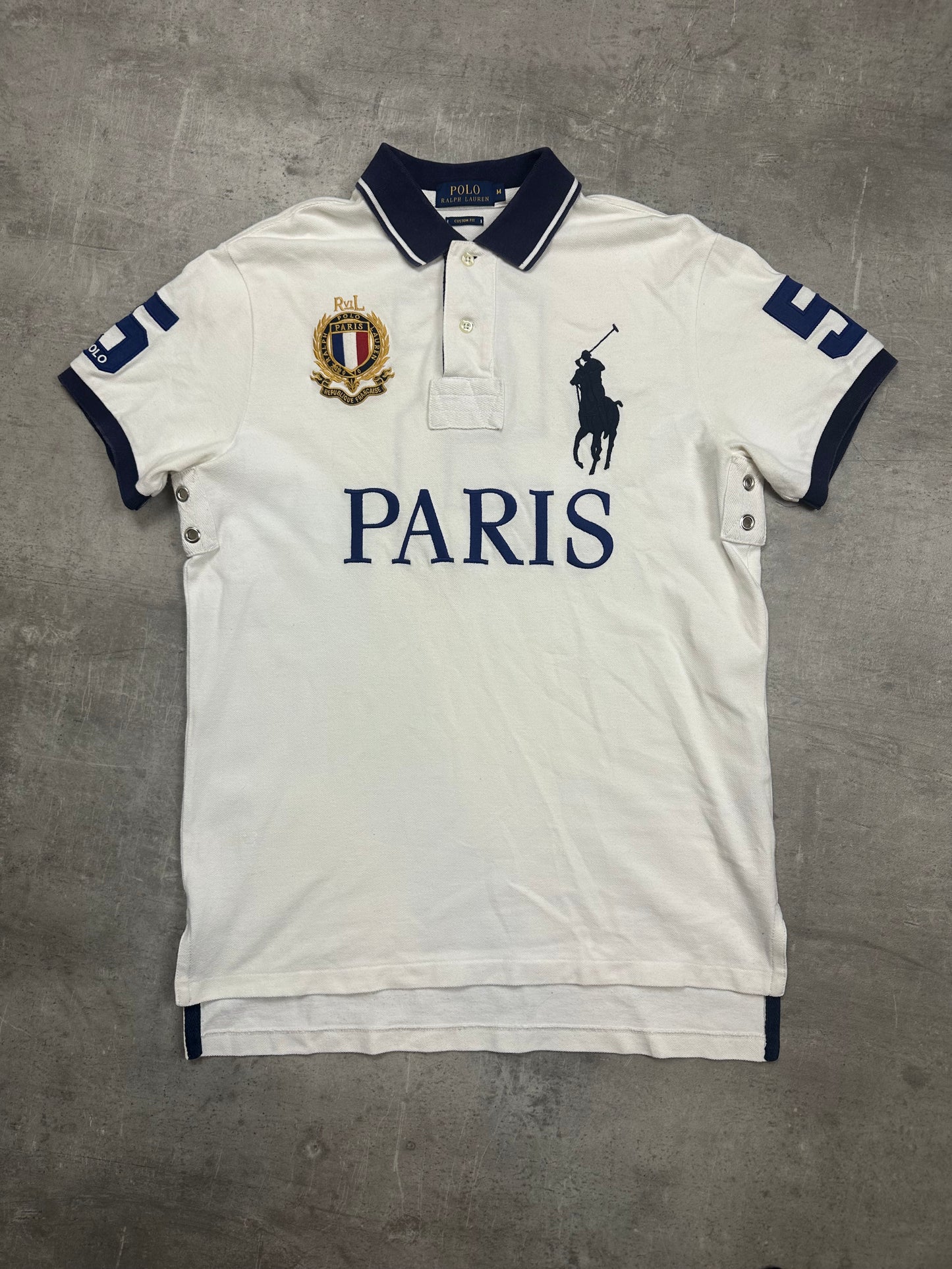 WHITE POLO RALPH LAUREN BIG PONY PARIS POLOSHIRT - M/L