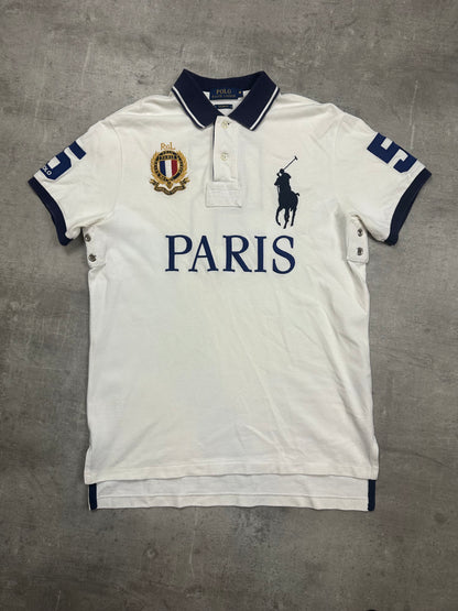WHITE POLO RALPH LAUREN BIG PONY PARIS POLOSHIRT - M/L