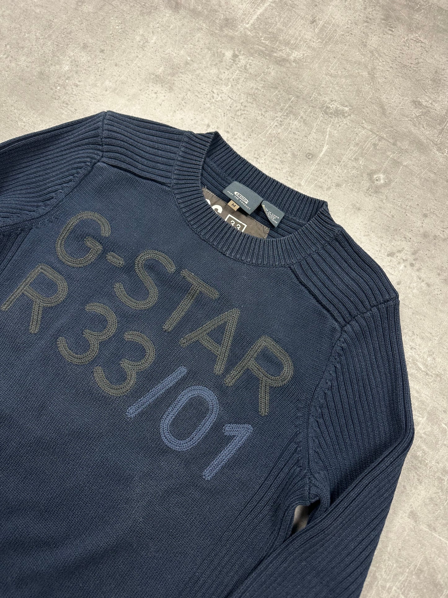 NAVY/BLACK VINTAGE G-STAR KNIT SWEATSHIRT - 2000s - M