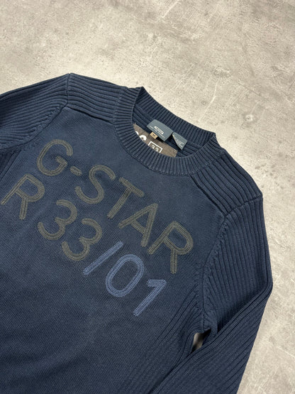 NAVY/BLACK VINTAGE G-STAR KNIT SWEATSHIRT - 2000s - M
