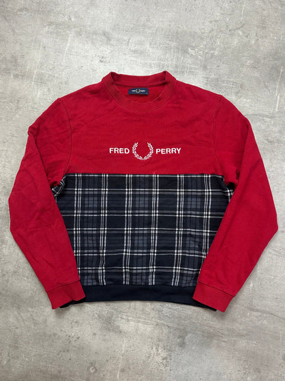 RED/NAVY VINTAGE FRED PERRY SWEATSHIRT KNIT - S/M