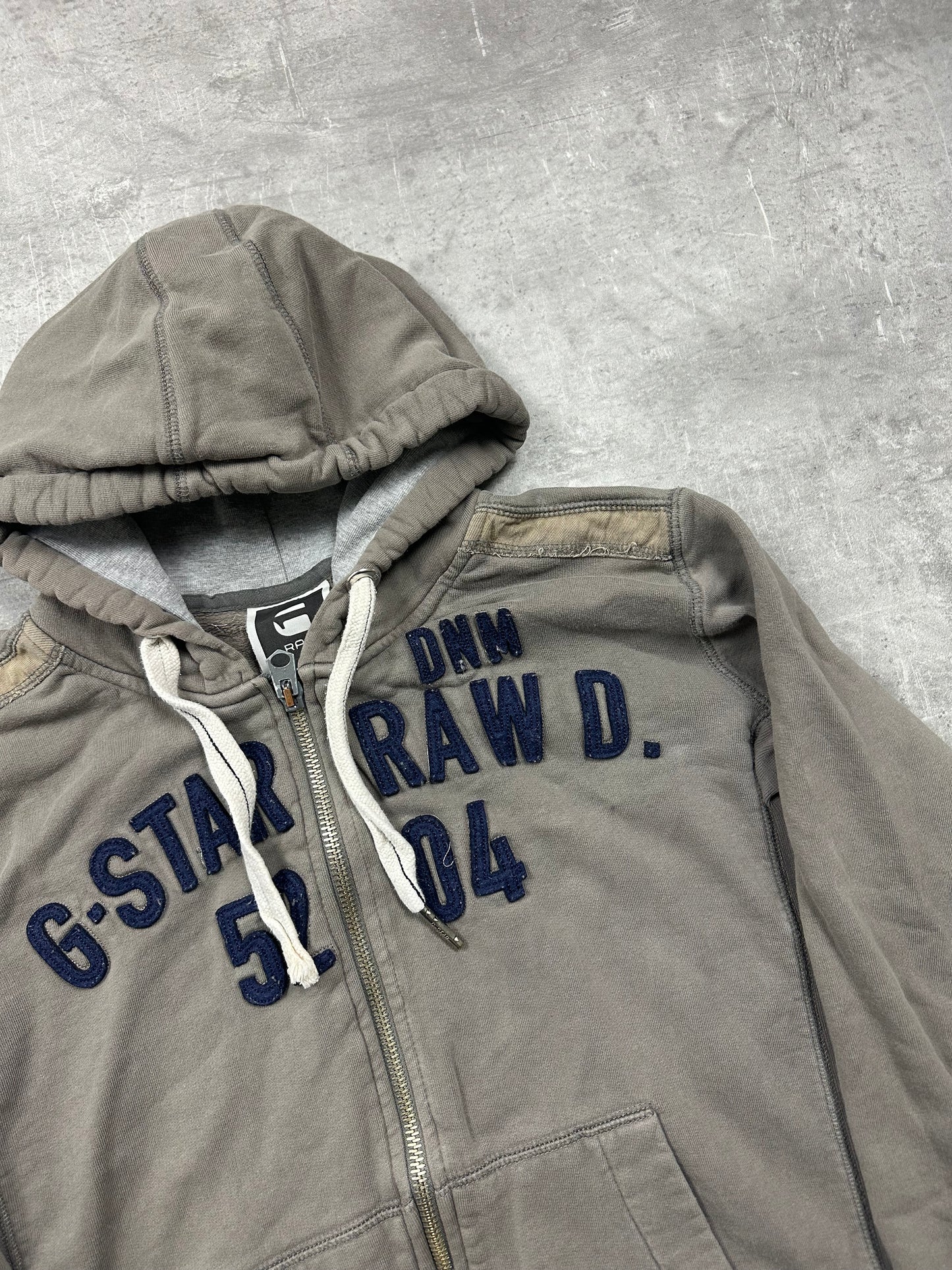 BEIGE/GREY VINTAGE G-STAR ZIP HOODIE - 2000s - L