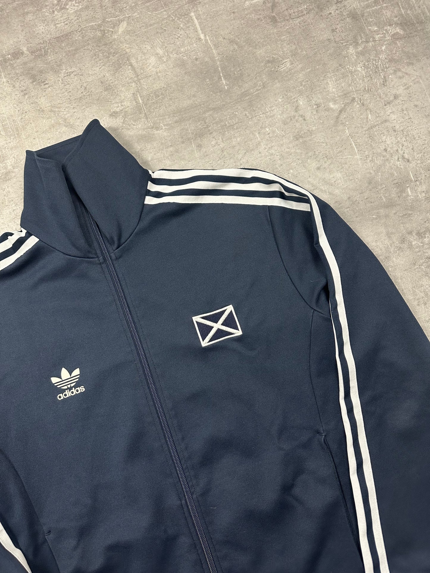 NAVY VINTAGE ADIDAS FIREBIRD SCOTLAND TRACKJACKET RARE - 2000s - L
