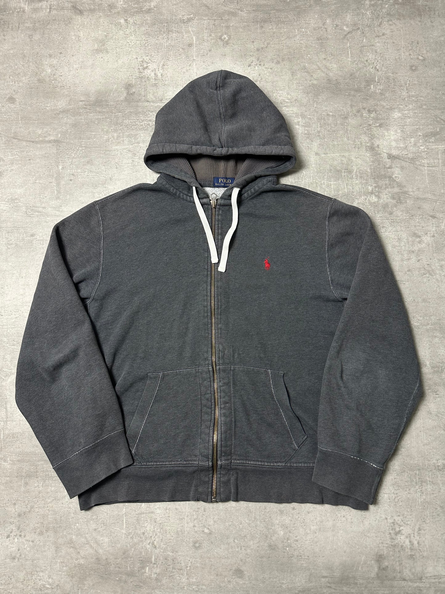 GREY POLO RALPH LAUREN ZIP HOODIE - L/XL