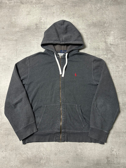 GREY POLO RALPH LAUREN ZIP HOODIE - L/XL